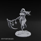 Scythe Trailing Knee Raised Human Reaper Miniature for Dungeons and Dragons, Pathfinder or other TTRPGs