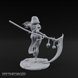 Scythe Trailing Knee Raised Human Reaper Miniature for Dungeons and Dragons, Pathfinder or other TTRPGs