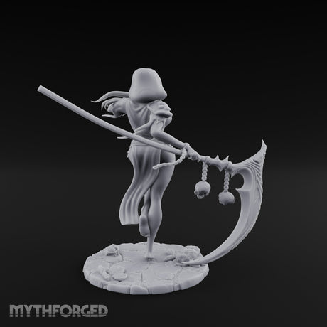 Scythe Trailing Knee Raised Human Reaper Miniature for Dungeons and Dragons, Pathfinder or other TTRPGs