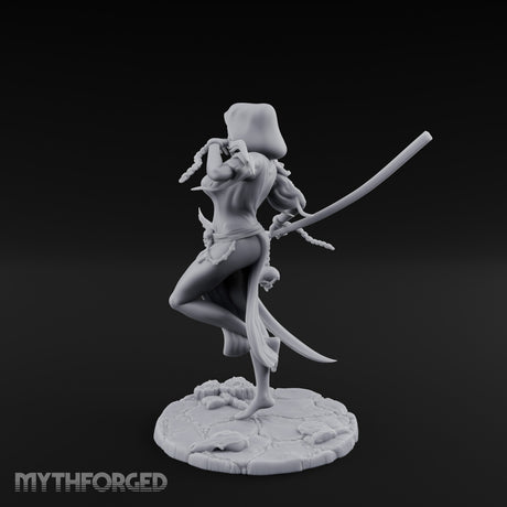 Scythe Trailing Knee Raised Human Reaper Miniature for Dungeons and Dragons, Pathfinder or other TTRPGs