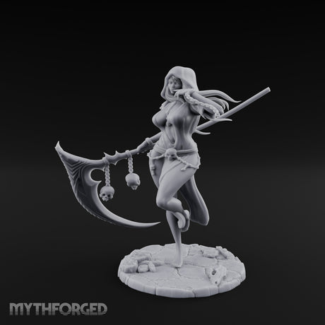 Scythe Trailing Knee Raised Human Reaper Miniature for Dungeons and Dragons, Pathfinder or other TTRPGs