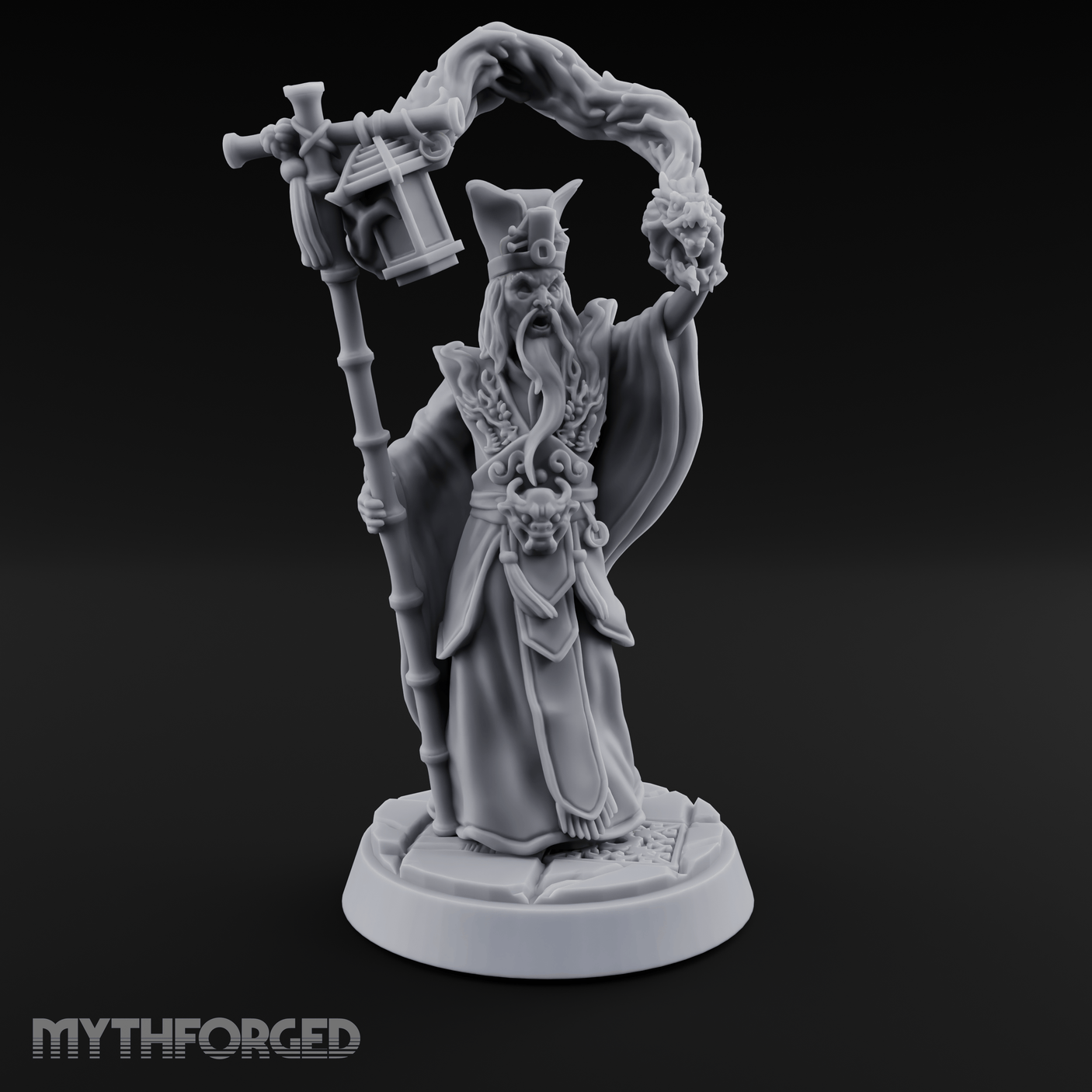 Arms Raised Triumphant Sorcerer Miniature for Dungeons and Dragons, Pathfinder or other TTRPGs
