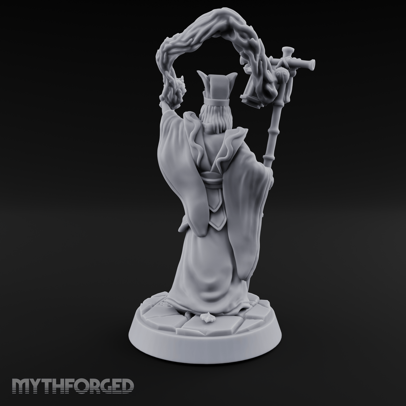 Arms Raised Triumphant Sorcerer Miniature for Dungeons and Dragons, Pathfinder or other TTRPGs