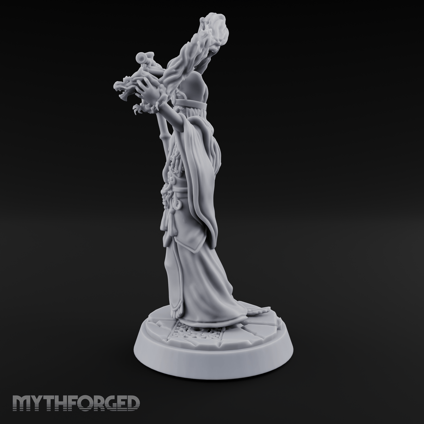 Arms Raised Triumphant Sorcerer Miniature for Dungeons and Dragons, Pathfinder or other TTRPGs