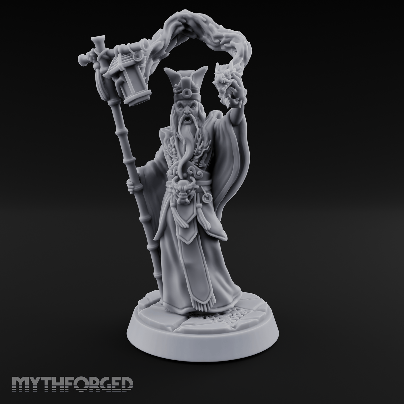 Arms Raised Triumphant Sorcerer Miniature for Dungeons and Dragons, Pathfinder or other TTRPGs