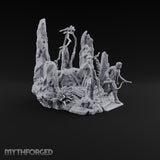 Three Scholars, One Bad Feeling Human Investigators on Standing-Stone Hilltop Diorama