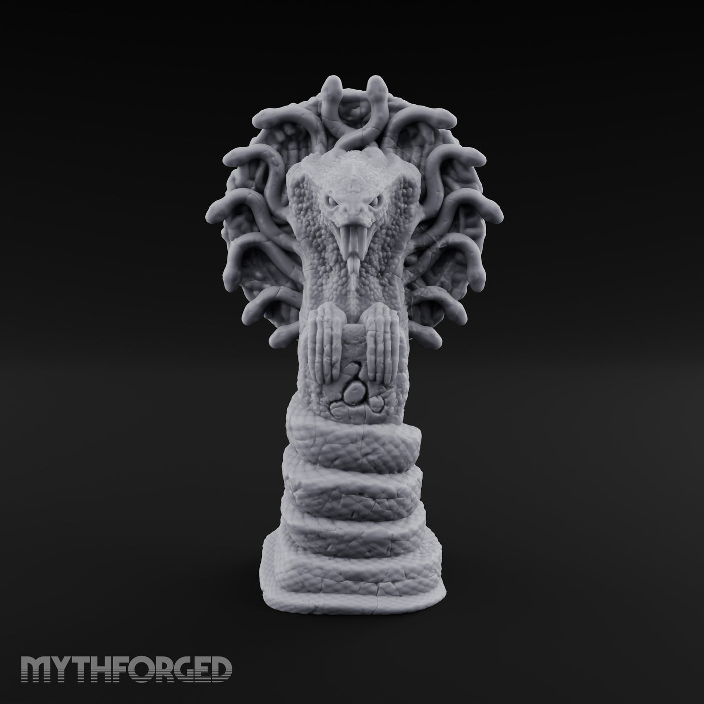 Serpent-Coiled Scale-Etched Serpent God Idol Miniature for Dungeons and Dragons, Pathfinder or other TTRPGs