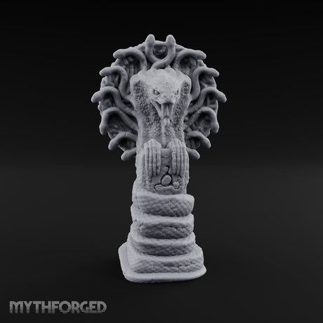 Serpent-Coiled Scale-Etched Serpent God Idol Miniature for Dungeons and Dragons, Pathfinder or other TTRPGs