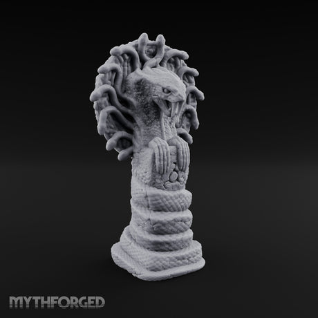 Serpent-Coiled Scale-Etched Serpent God Idol Miniature for Dungeons and Dragons, Pathfinder or other TTRPGs