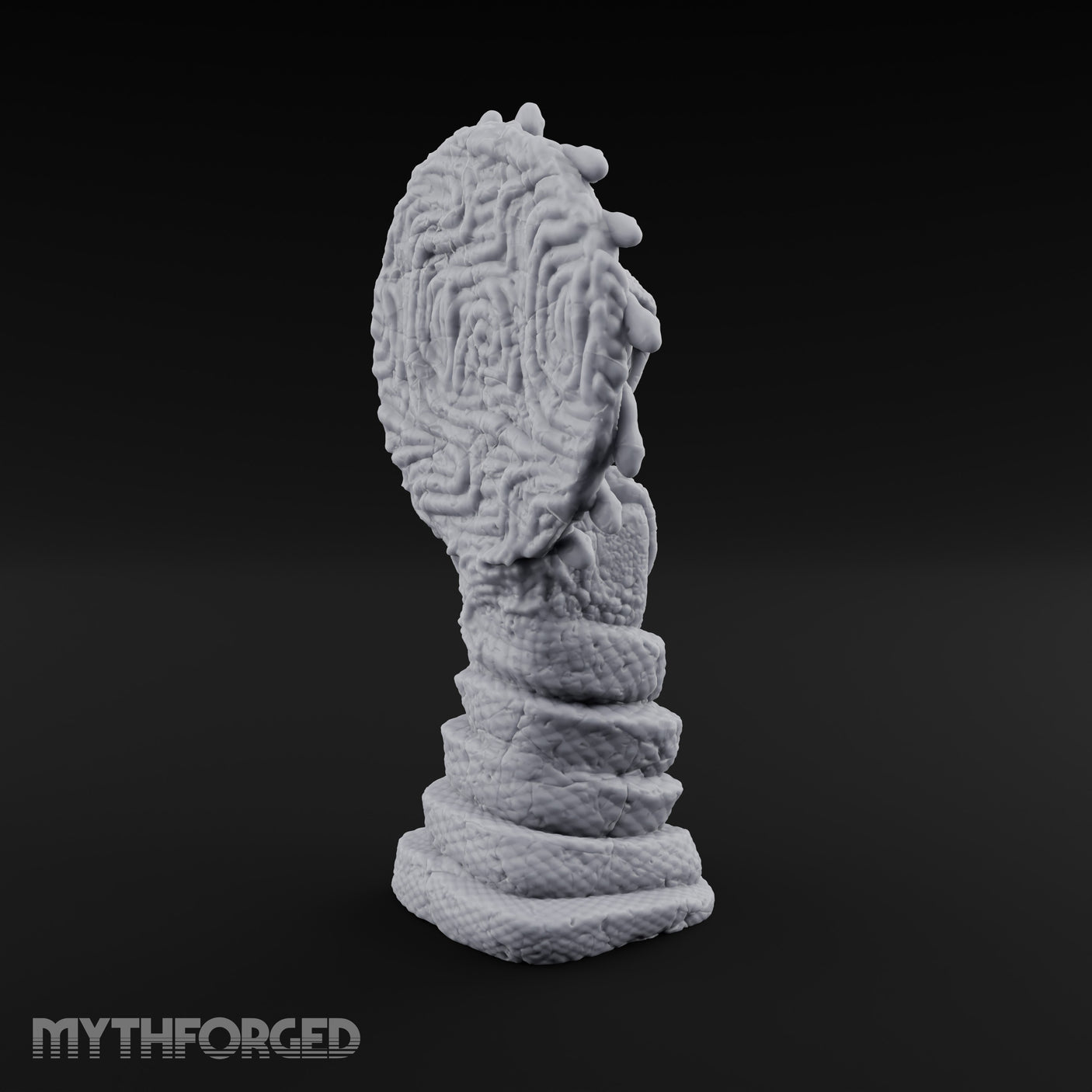 Serpent-Coiled Scale-Etched Serpent God Idol Miniature for Dungeons and Dragons, Pathfinder or other TTRPGs