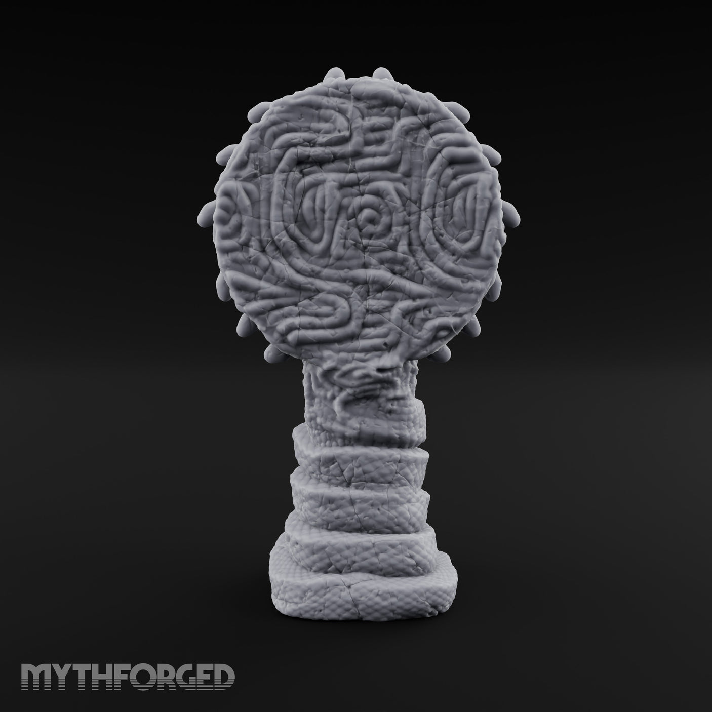 Serpent-Coiled Scale-Etched Serpent God Idol Miniature for Dungeons and Dragons, Pathfinder or other TTRPGs