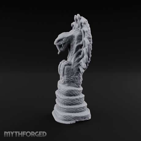 Serpent-Coiled Scale-Etched Serpent God Idol Miniature for Dungeons and Dragons, Pathfinder or other TTRPGs