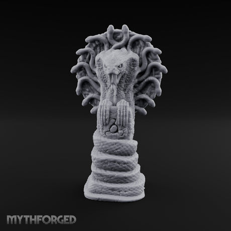 Serpent-Coiled Scale-Etched Serpent God Idol Miniature for Dungeons and Dragons, Pathfinder or other TTRPGs