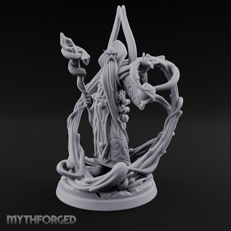 Serpent Staff Conjuring Human Archdruid Miniature for Dungeons and Dragons, Pathfinder or other TTRPGs