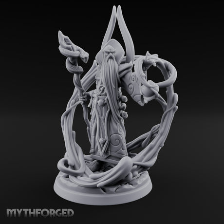 Serpent Staff Conjuring Human Archdruid Miniature for Dungeons and Dragons, Pathfinder or other TTRPGs