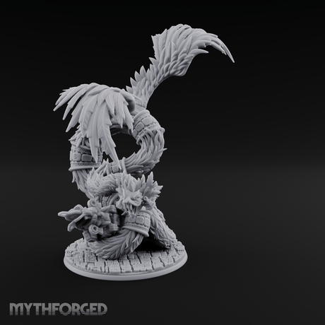 Coiled And Striking Couatl Miniature for Dungeons and Dragons, Pathfinder or other TTRPGs