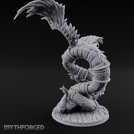 Coiled And Striking Couatl Miniature for Dungeons and Dragons, Pathfinder or other TTRPGs