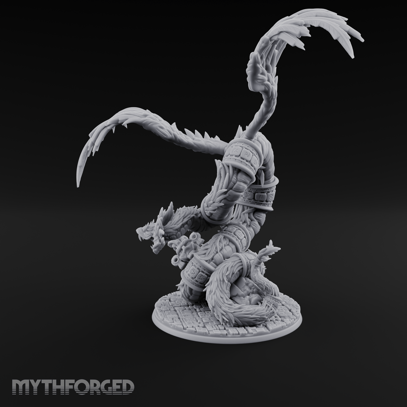 Coiled And Striking Couatl Miniature for Dungeons and Dragons, Pathfinder or other TTRPGs