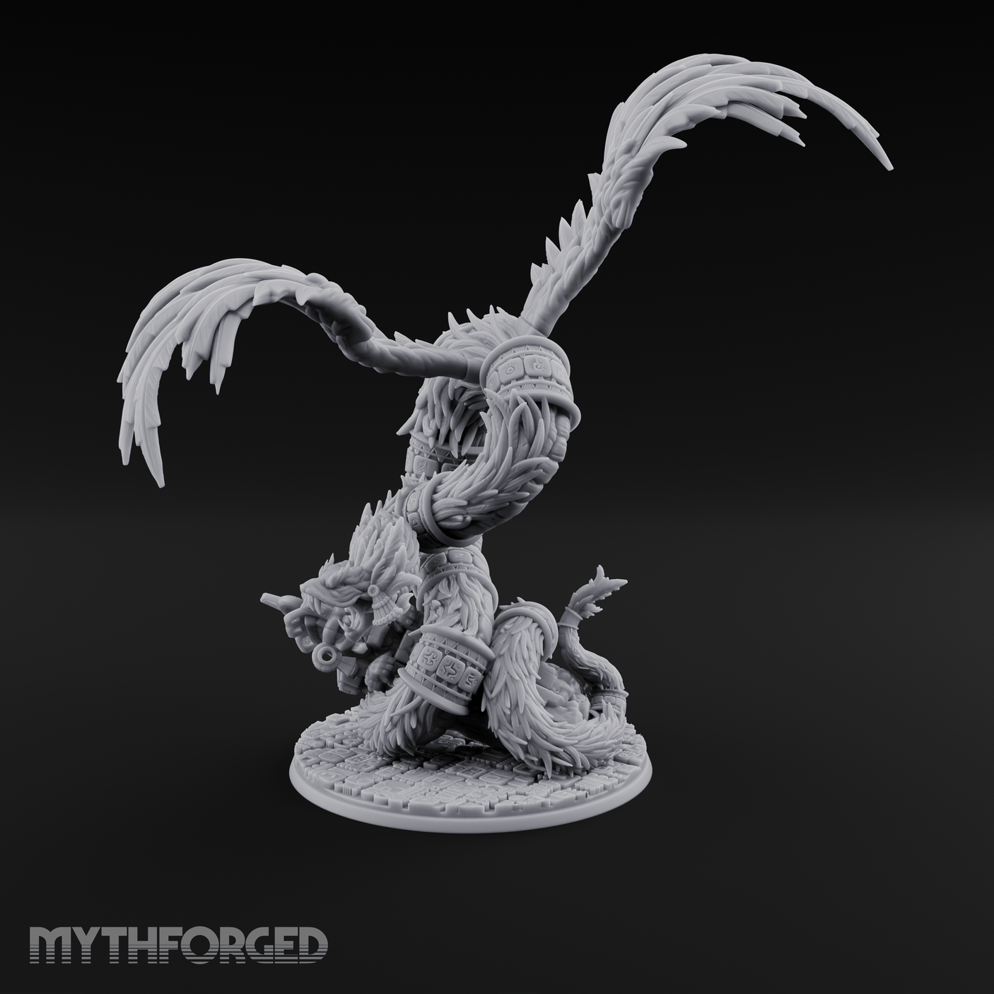 Coiled And Striking Couatl Miniature for Dungeons and Dragons, Pathfinder or other TTRPGs