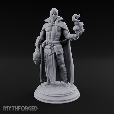 Severed Head Clutching Flame Conjuring Human Warlock — 32mm