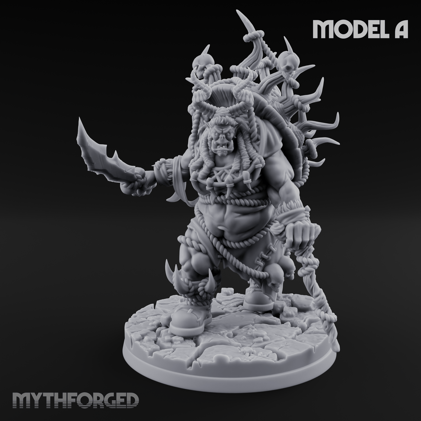 Horns Crowned Spellcasting Orc Shamen Miniature for Dungeons and Dragons, Pathfinder or other TTRPGs