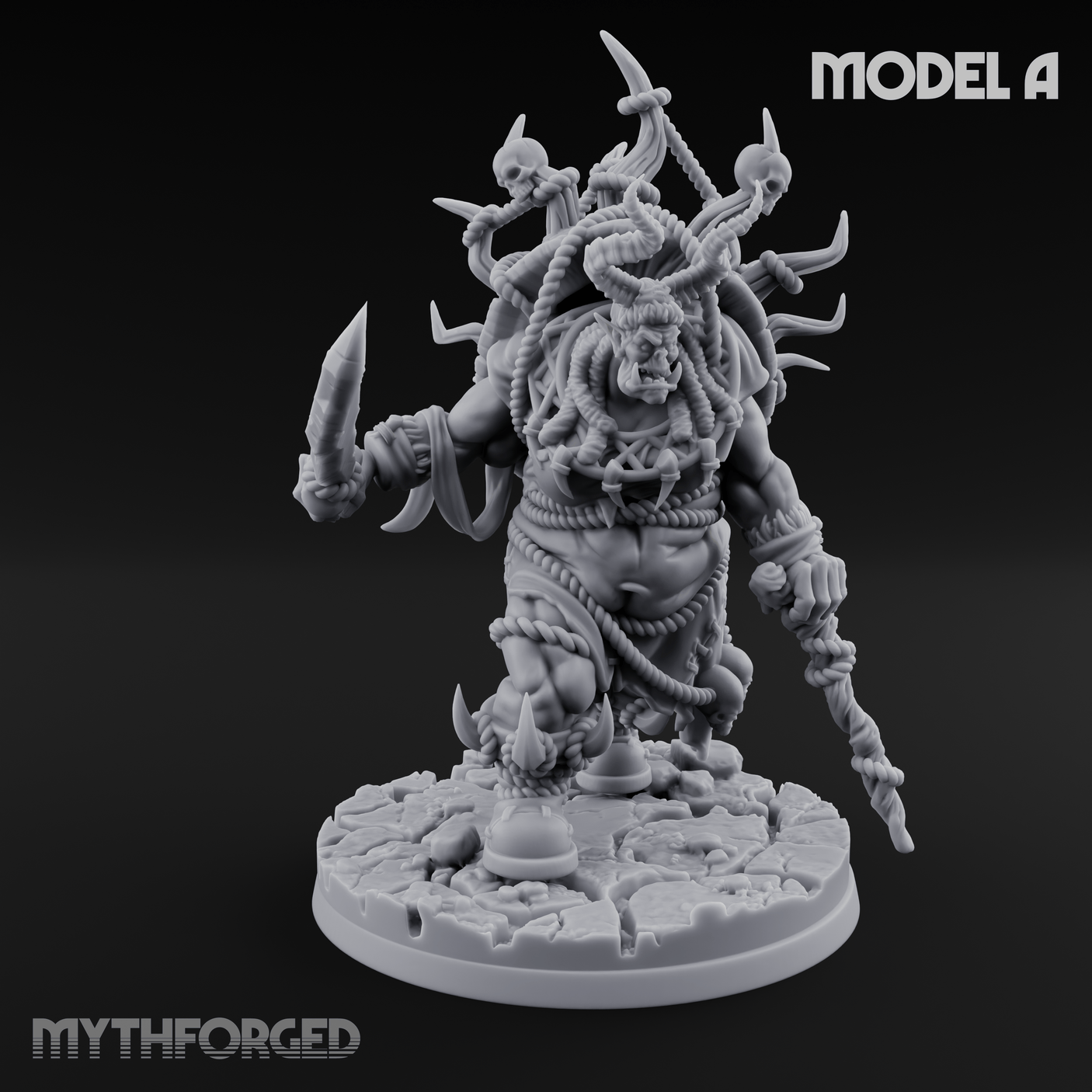 Horns Crowned Spellcasting Orc Shamen Miniature for Dungeons and Dragons, Pathfinder or other TTRPGs