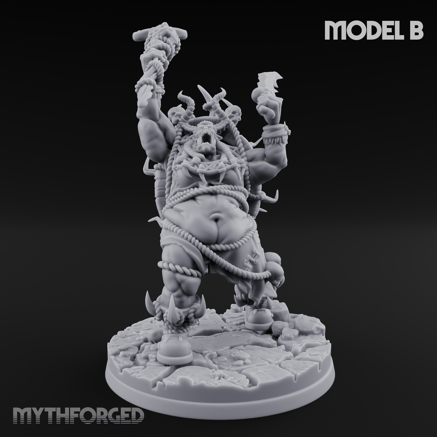 Horns Crowned Spellcasting Orc Shamen Miniature for Dungeons and Dragons, Pathfinder or other TTRPGs