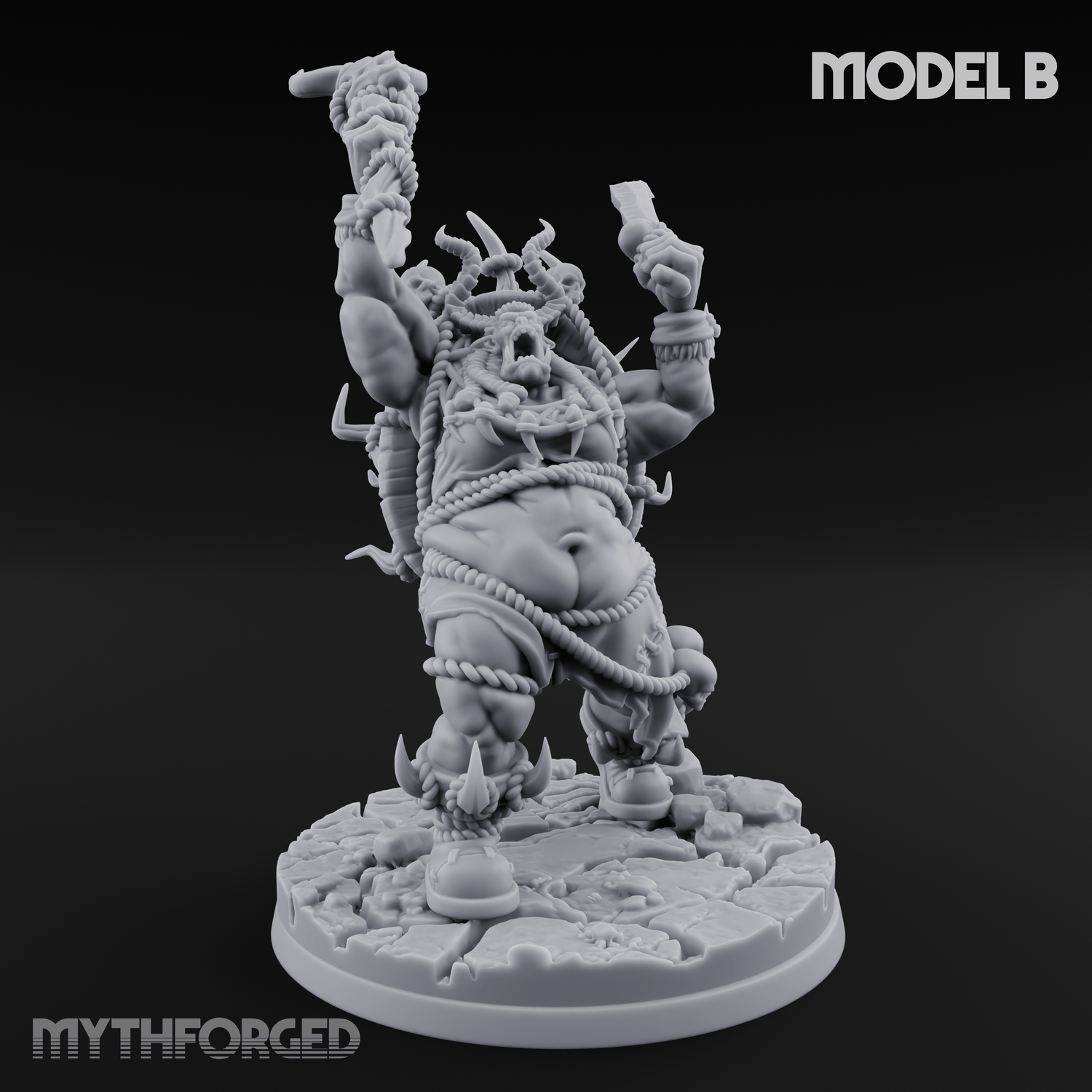 Horns Crowned Spellcasting Orc Shamen B Miniature for Dungeons and Dragons, Pathfinder or other TTRPGs