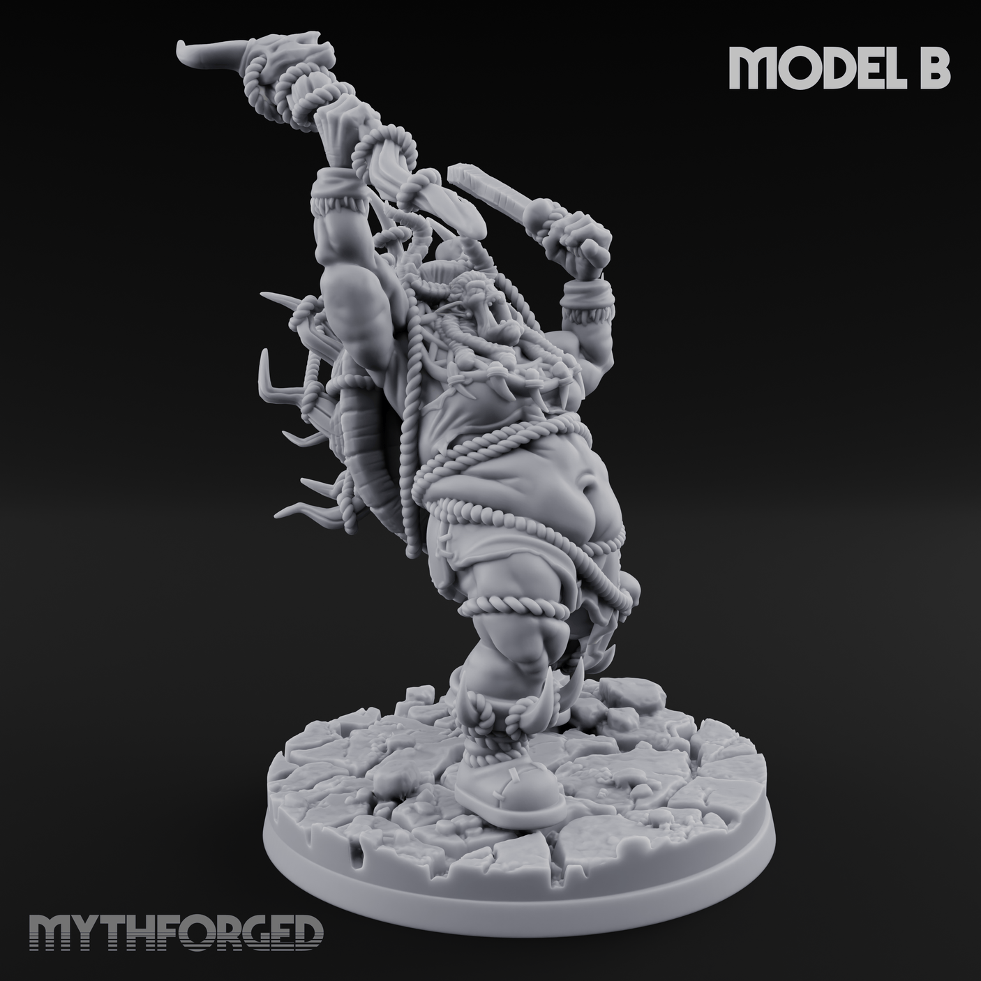 Horns Crowned Spellcasting Orc Shamen Miniature for Dungeons and Dragons, Pathfinder or other TTRPGs