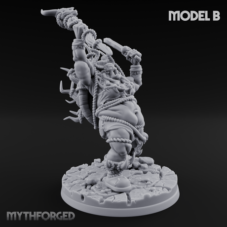 Horns Crowned Spellcasting Orc Shamen B Miniature for Dungeons and Dragons, Pathfinder or other TTRPGs