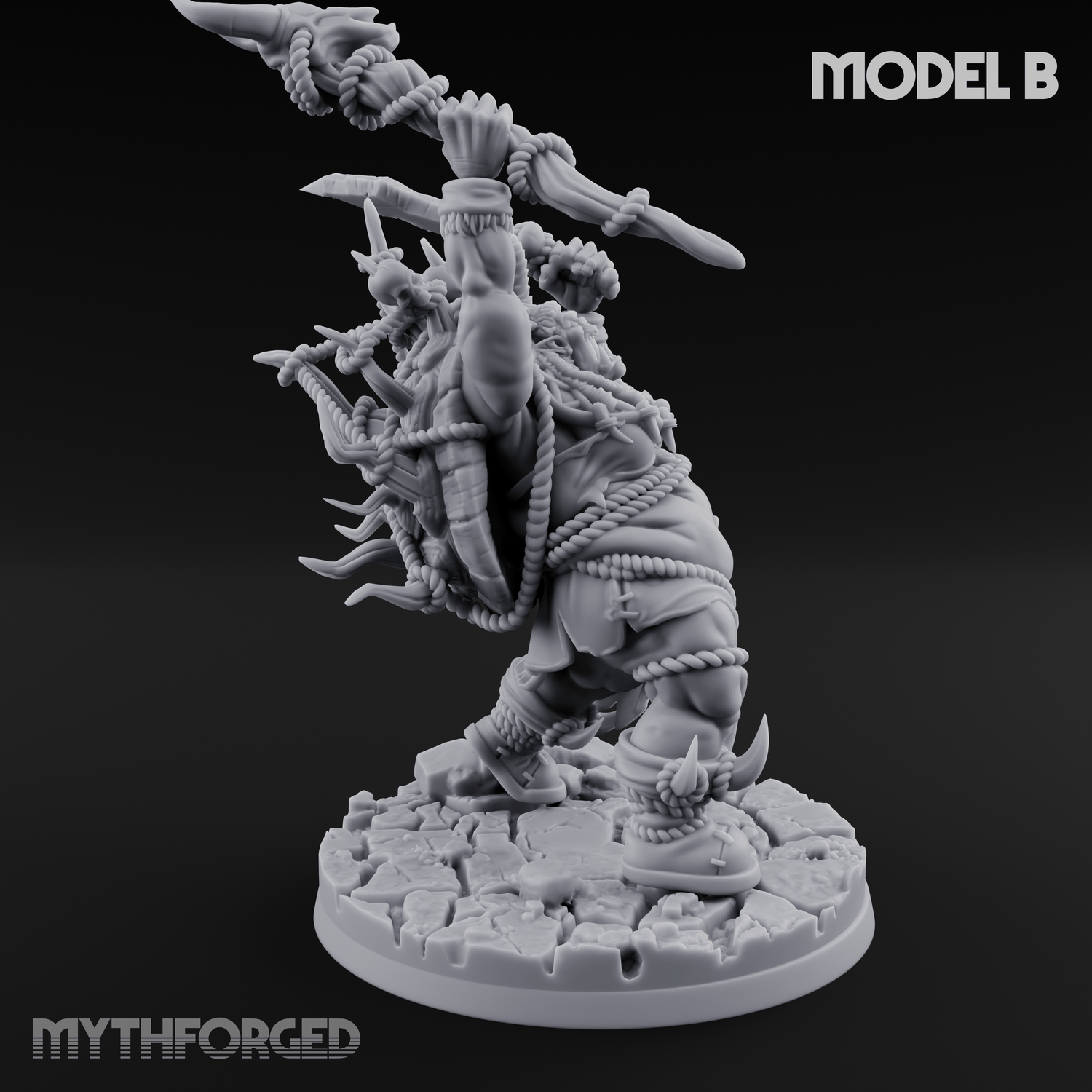 Horns Crowned Spellcasting Orc Shamen B Miniature for Dungeons and Dragons, Pathfinder or other TTRPGs