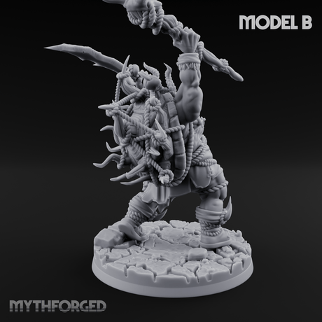 Horns Crowned Spellcasting Orc Shamen B Miniature for Dungeons and Dragons, Pathfinder or other TTRPGs