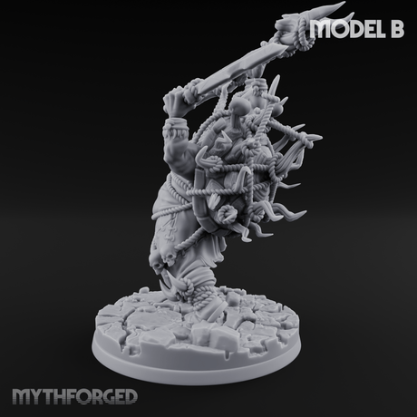 Horns Crowned Spellcasting Orc Shamen B Miniature for Dungeons and Dragons, Pathfinder or other TTRPGs