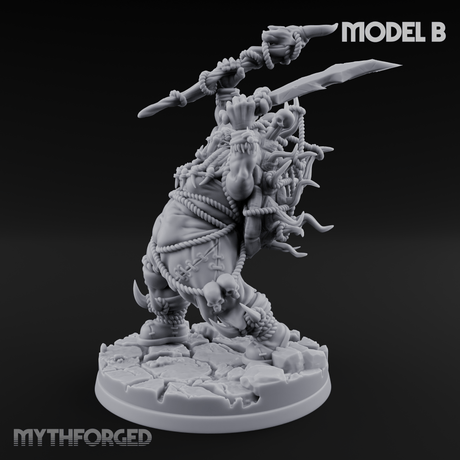 Horns Crowned Spellcasting Orc Shamen B Miniature for Dungeons and Dragons, Pathfinder or other TTRPGs