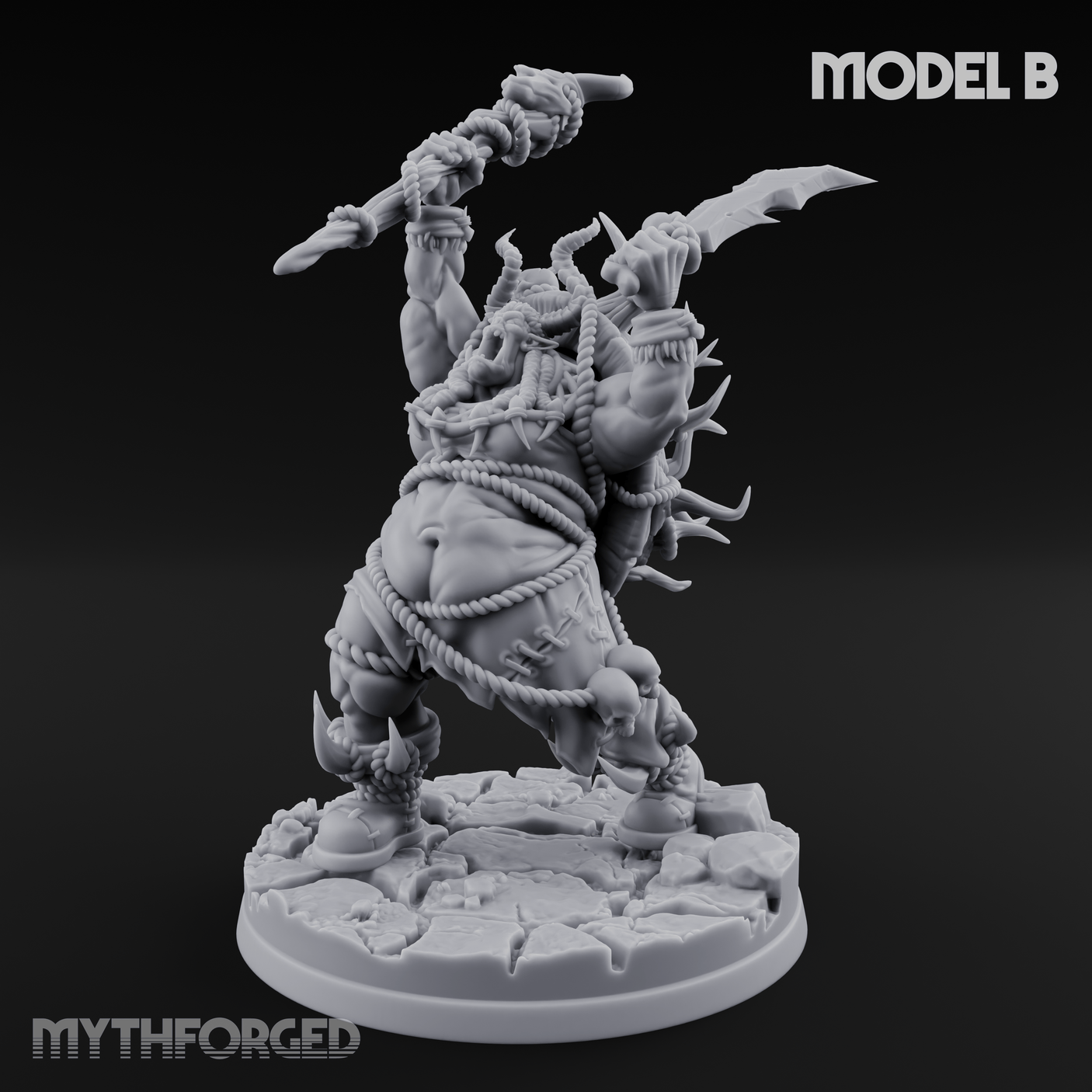 Horns Crowned Spellcasting Orc Shamen B Miniature for Dungeons and Dragons, Pathfinder or other TTRPGs