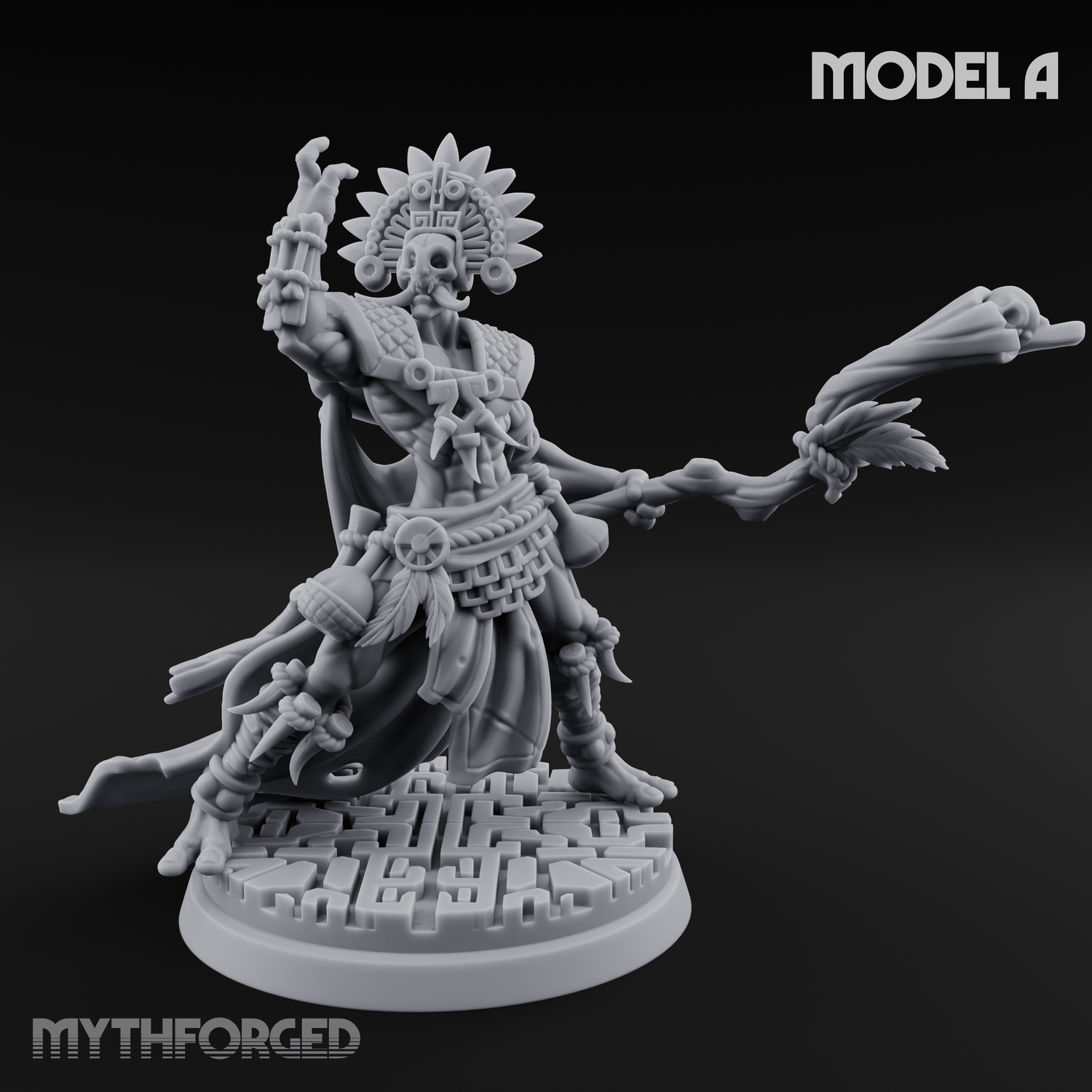 Aztec Inspired Feathered Incantation Hobgoblin Shaman A Miniature for Dungeons and Dragons, Pathfinder or other TTRPGs