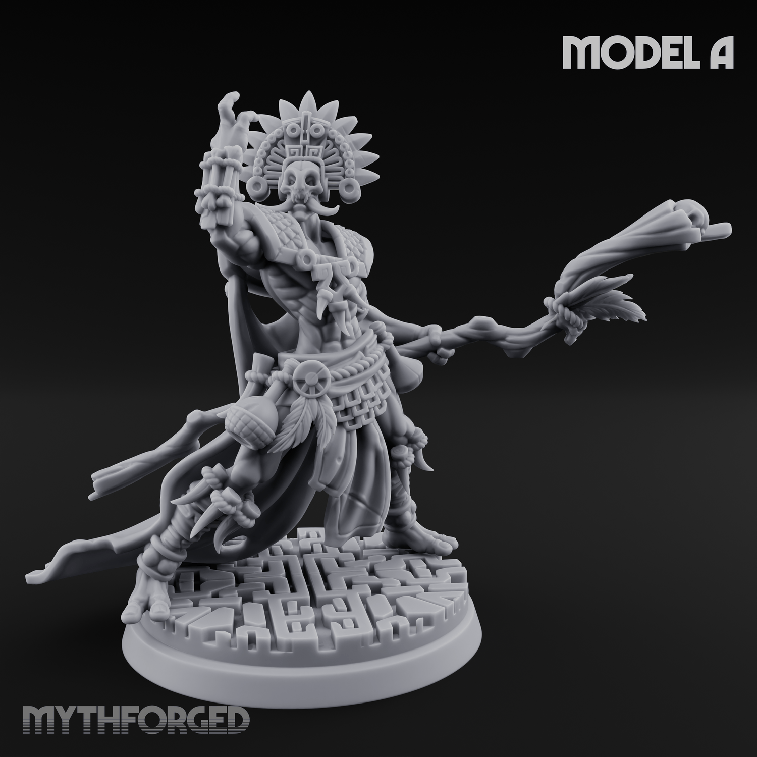 Aztec Inspired Feathered Incantation Hobgoblin Shaman Miniature for Dungeons and Dragons, Pathfinder or other TTRPGs