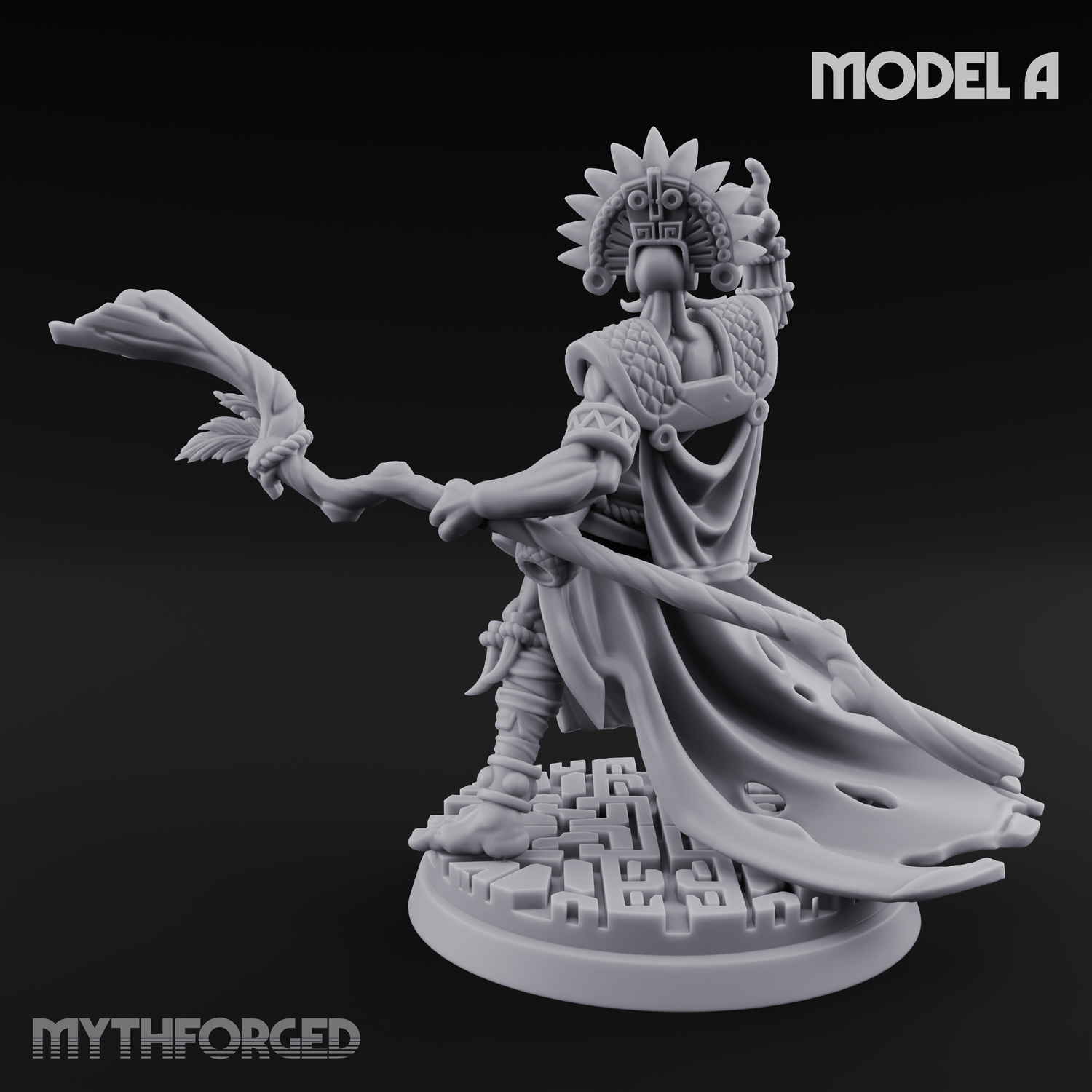 Aztec Inspired Feathered Incantation Hobgoblin Shaman A Miniature for Dungeons and Dragons, Pathfinder or other TTRPGs