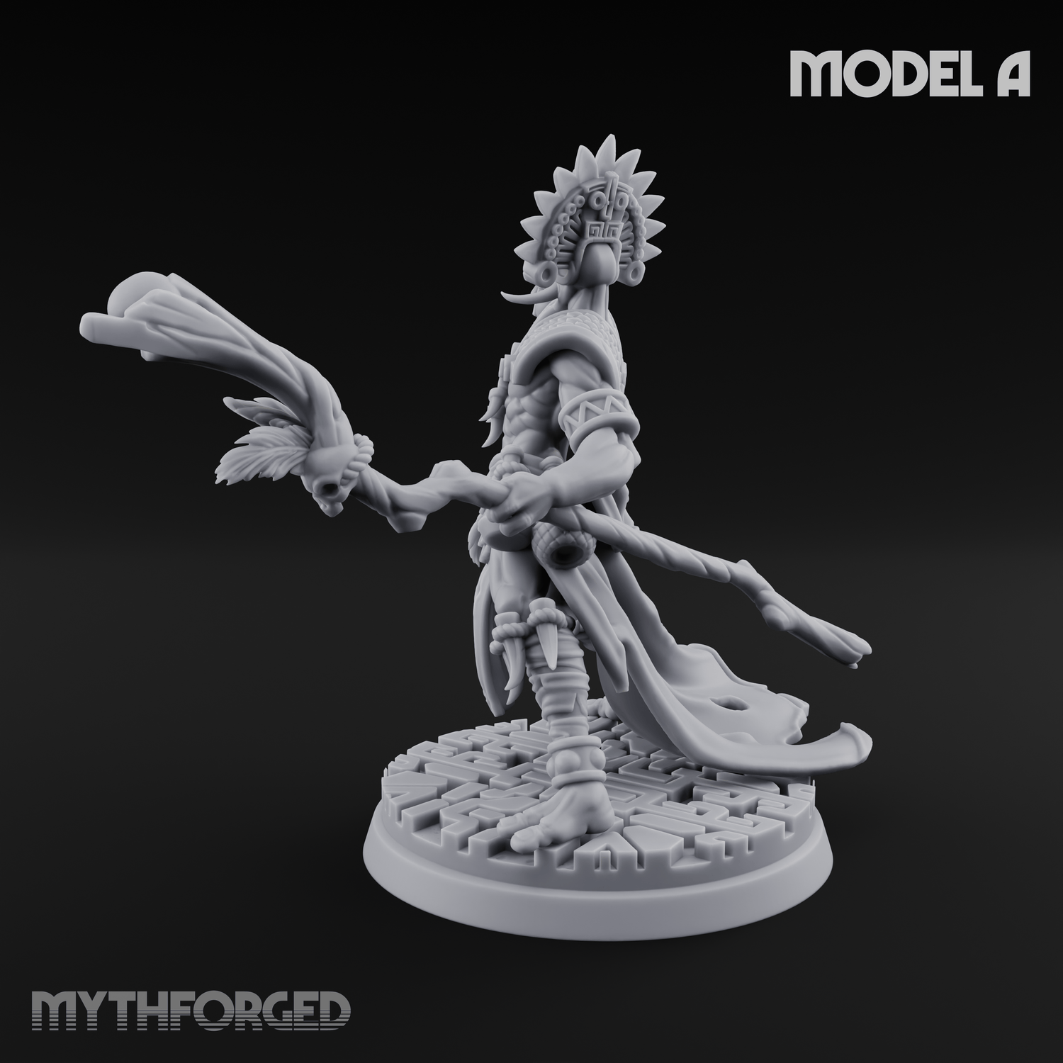 Aztec Inspired Feathered Incantation Hobgoblin Shaman A Miniature for Dungeons and Dragons, Pathfinder or other TTRPGs