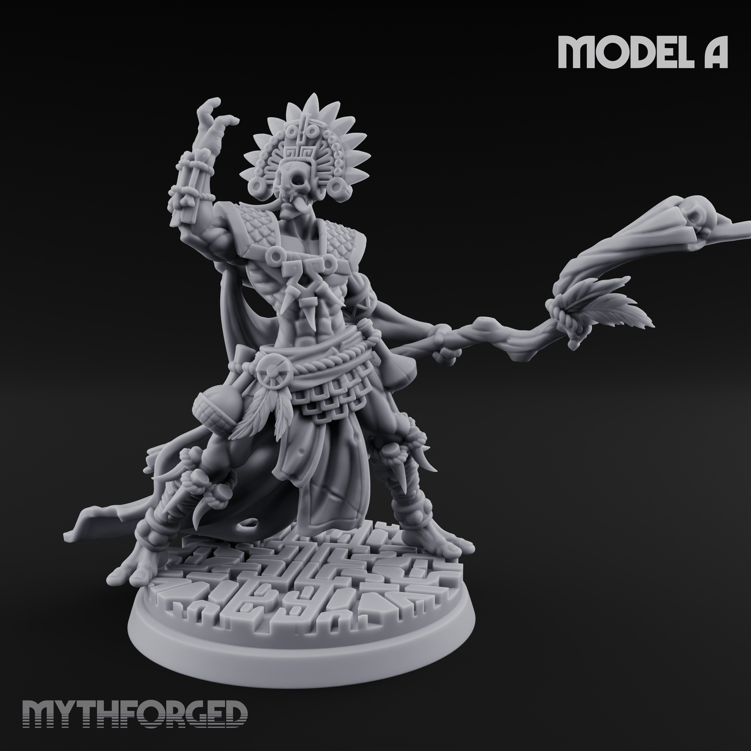 Aztec Inspired Feathered Incantation Hobgoblin Shaman A Miniature for Dungeons and Dragons, Pathfinder or other TTRPGs