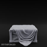 Sheet-Draped Wicker-Framed Covered Storage Crate Miniature for Dungeons and Dragons, Pathfinder or other TTRPGs