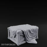 Sheet-Draped Wicker-Framed Covered Storage Crate Miniature for Dungeons and Dragons, Pathfinder or other TTRPGs