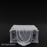 Sheet-Draped Wicker-Framed Covered Storage Crate Miniature for Dungeons and Dragons, Pathfinder or other TTRPGs