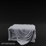 Sheet-Draped Wicker-Framed Covered Storage Crate Miniature for Dungeons and Dragons, Pathfinder or other TTRPGs