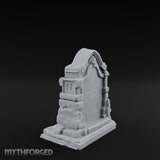 Shell-Crowned Arch-Framed Gothic Gravestone Miniature for Dungeons and Dragons, Pathfinder or other TTRPGs
