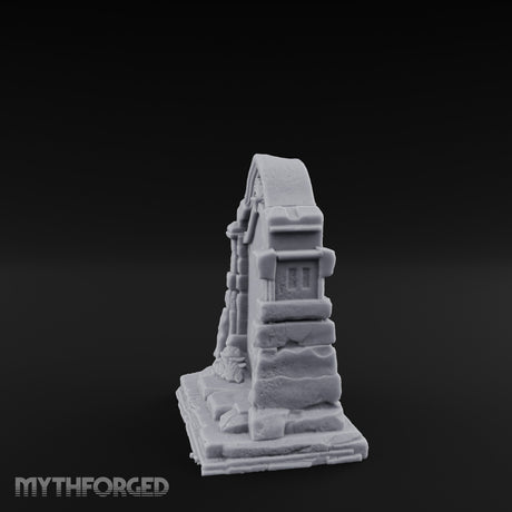 Shell-Crowned Arch-Framed Gothic Gravestone Miniature for Dungeons and Dragons, Pathfinder or other TTRPGs
