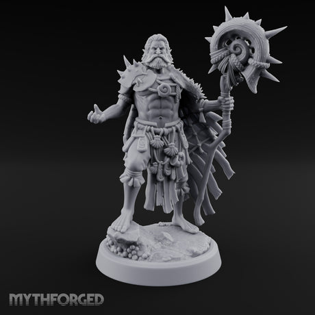 Shell Mace Clutching Weer Shaman Miniature for Dungeons and Dragons, Pathfinder or other TTRPGs