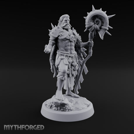 Shell Mace Clutching Weer Shaman Miniature for Dungeons and Dragons, Pathfinder or other TTRPGs