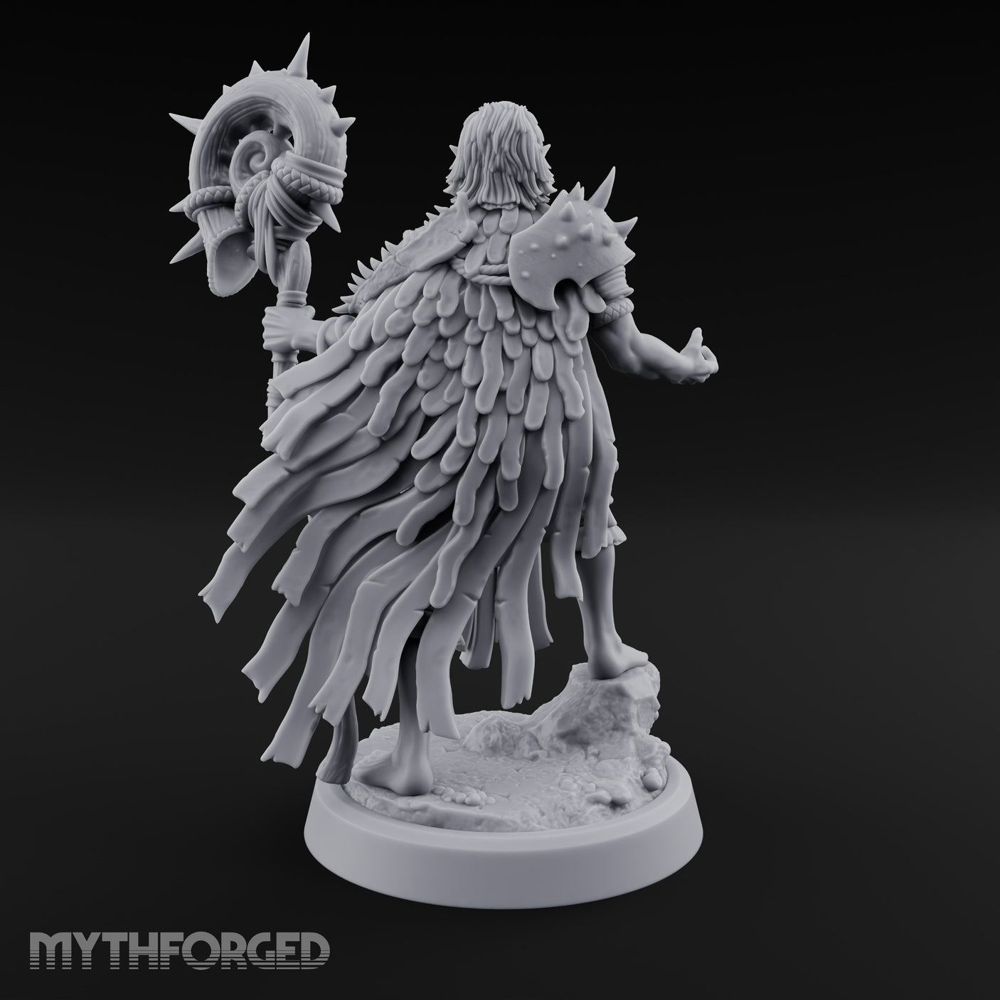 Shell Mace Clutching Weer Shaman Miniature for Dungeons and Dragons, Pathfinder or other TTRPGs