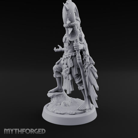 Shell Mace Clutching Weer Shaman Miniature for Dungeons and Dragons, Pathfinder or other TTRPGs